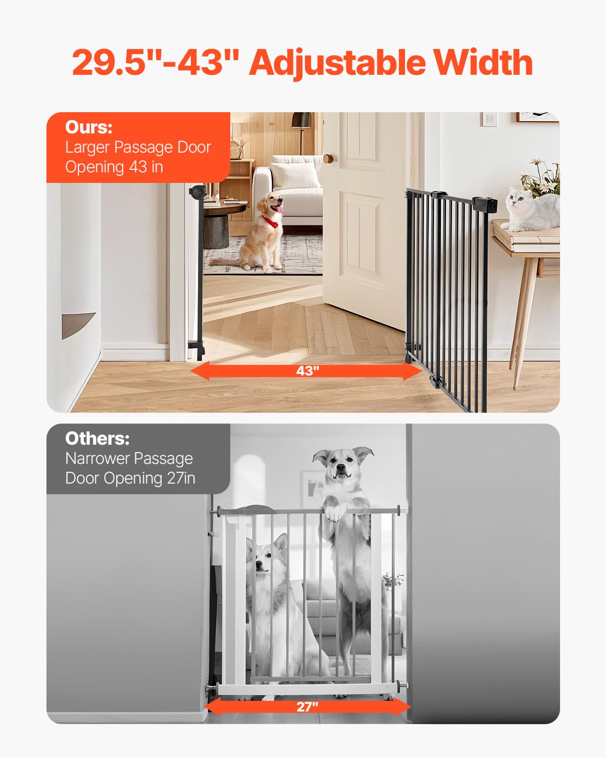 Foto 4 pulgar | Baby Gate Vevor Ajustable De 75 A 109,2 Cm De Ancho Y 71 Cm De Alto, Color Negro - Venta Internacional.