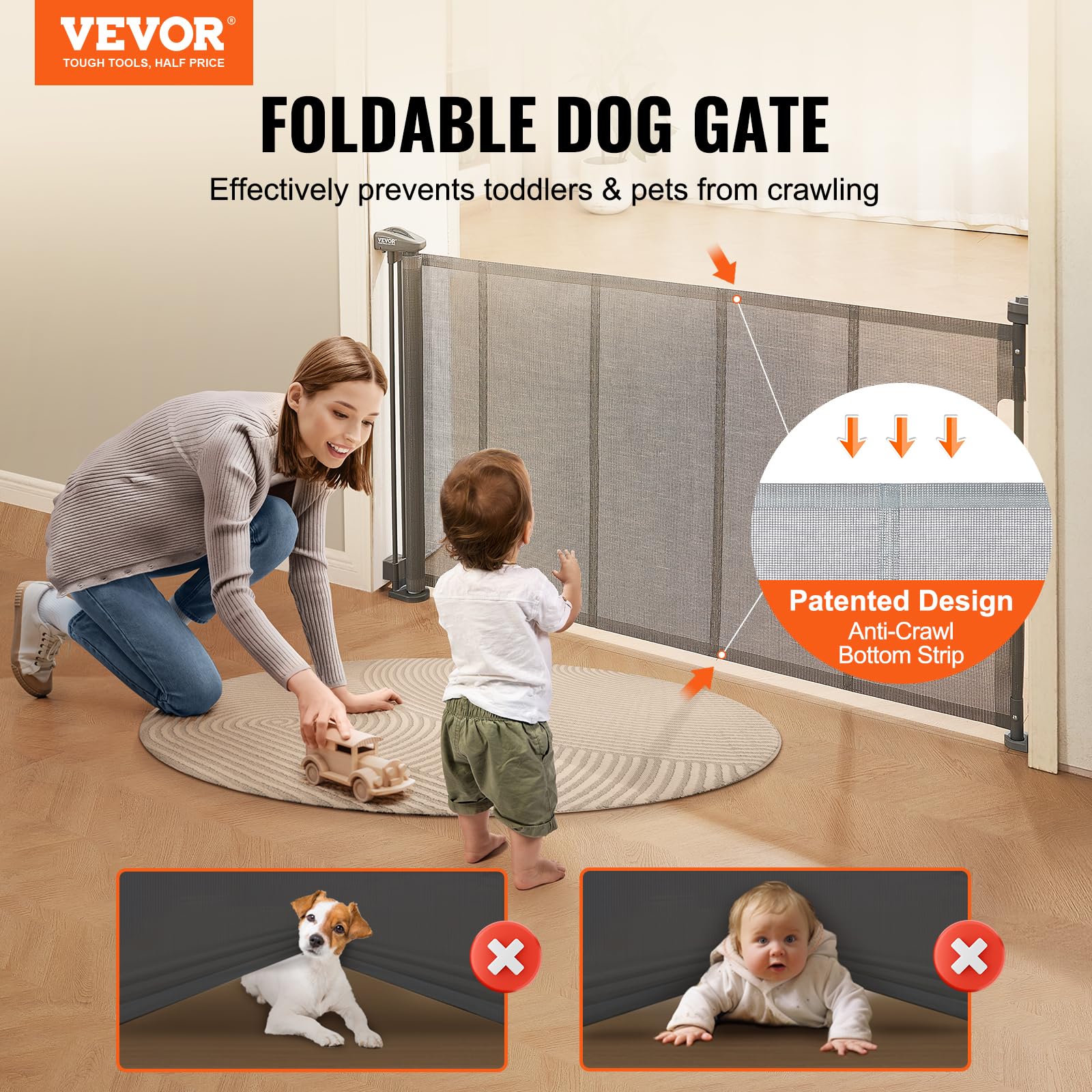 Foto 3 pulgar | Baby Gate Vevor Retráctil Para Escaleras De 86 A 152 Cm De Ancho Y 86 Cm De Alto - Venta Internacional.
