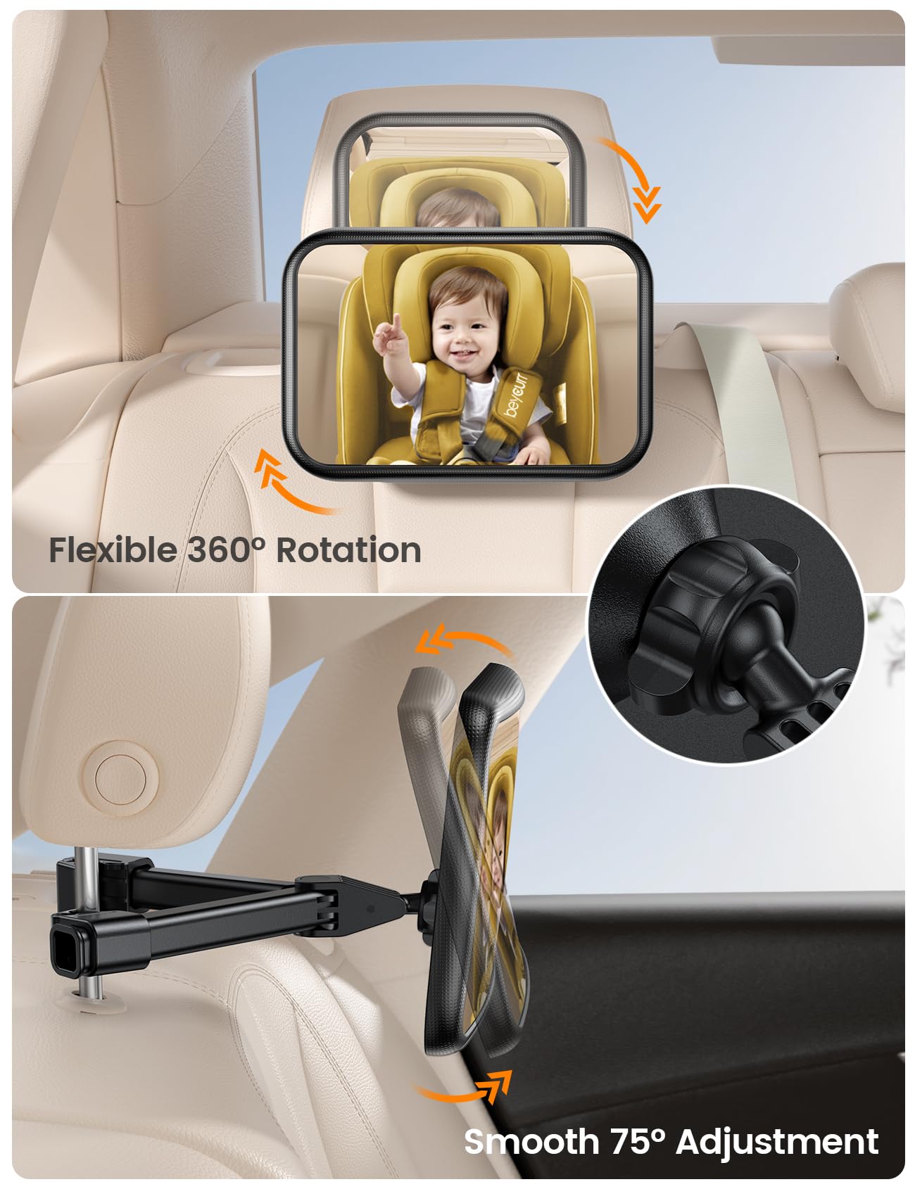 Foto 6 pulgar | Espejo De Coche Para Bebé Lamicall Espejo Acrílico Irrompible De Seguridad - Venta Internacional.