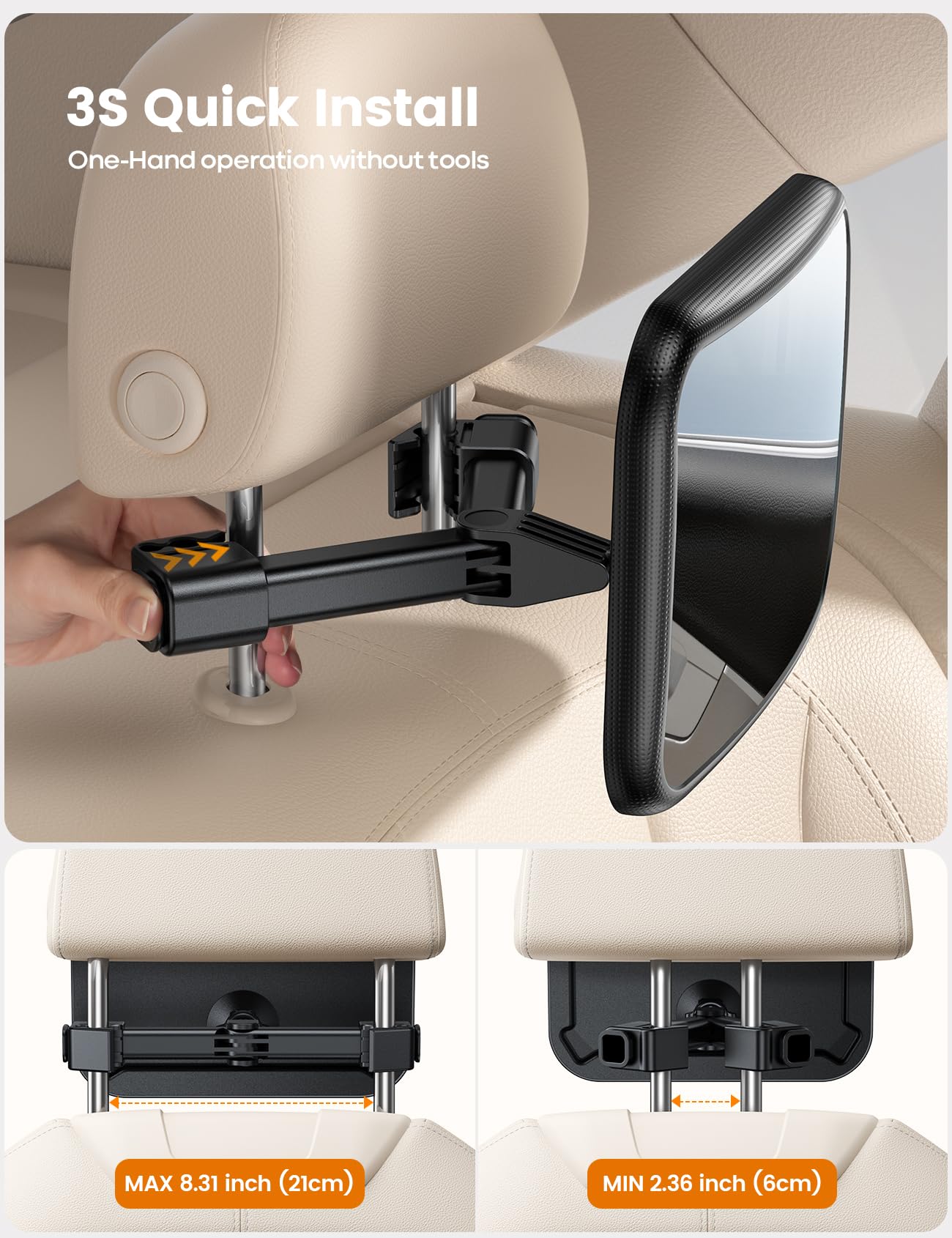 Foto 7 pulgar | Espejo De Coche Para Bebé Lamicall Espejo Acrílico Irrompible De Seguridad - Venta Internacional.
