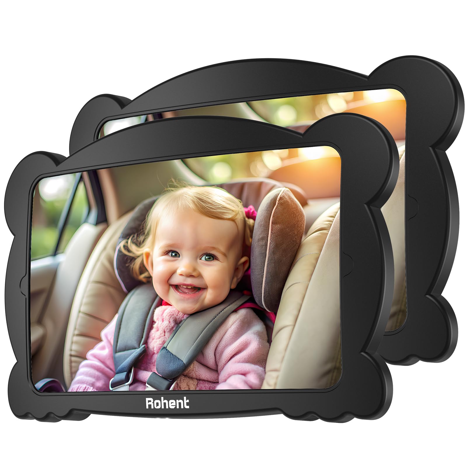 Foto 2 pulgar | Espejo De Coche Para Bebé Rohent, Ajustable 360°, Paquete De 2, Irrompible - Venta Internacional.