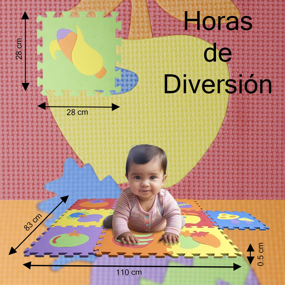 Foto 4 pulgar | Tapete De Fomi Armable Infantil Frutas Multicolor 10 Piezas