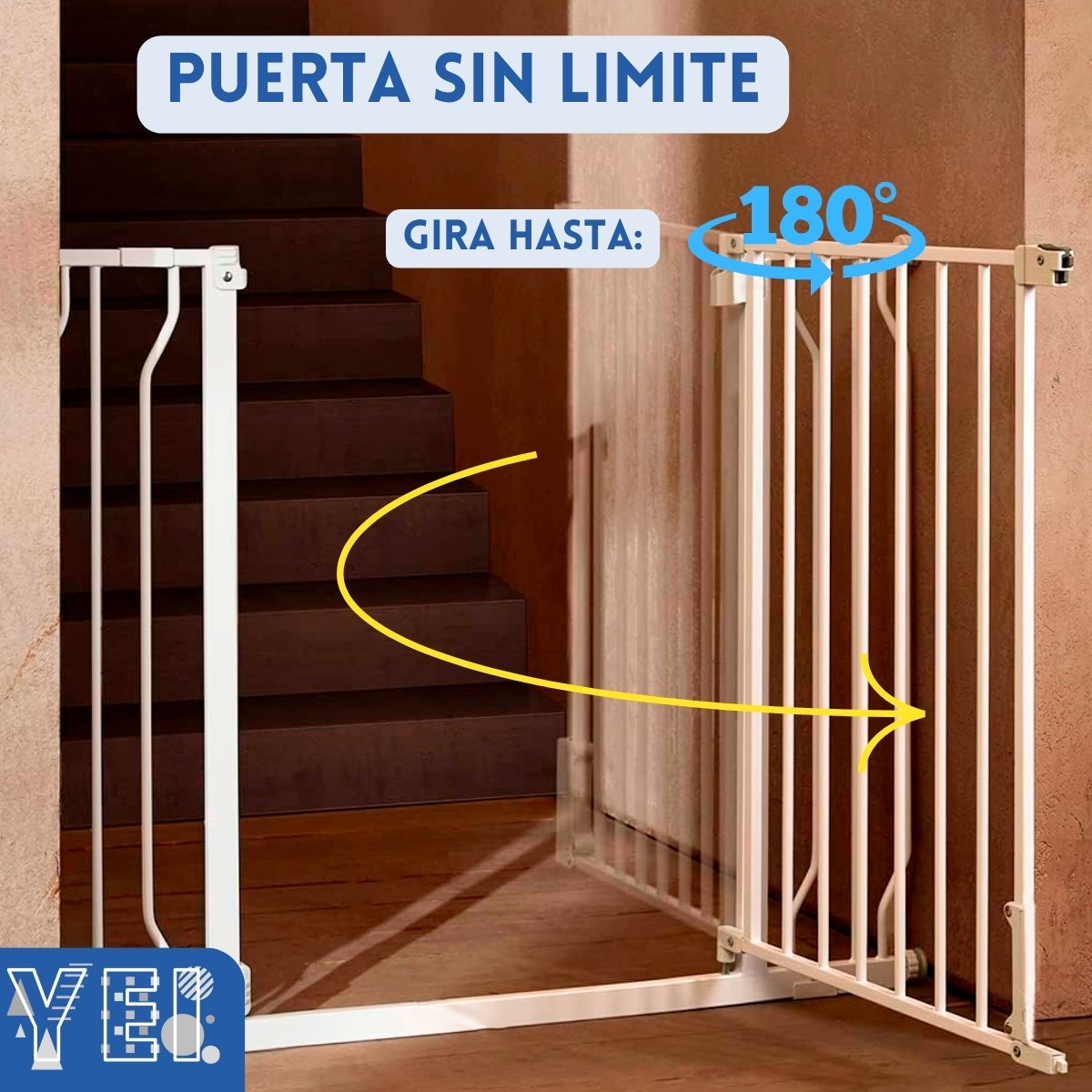 Foto 5 pulgar | Puerta De Seguridad Yei YEI-PSTR01WH para Bebés