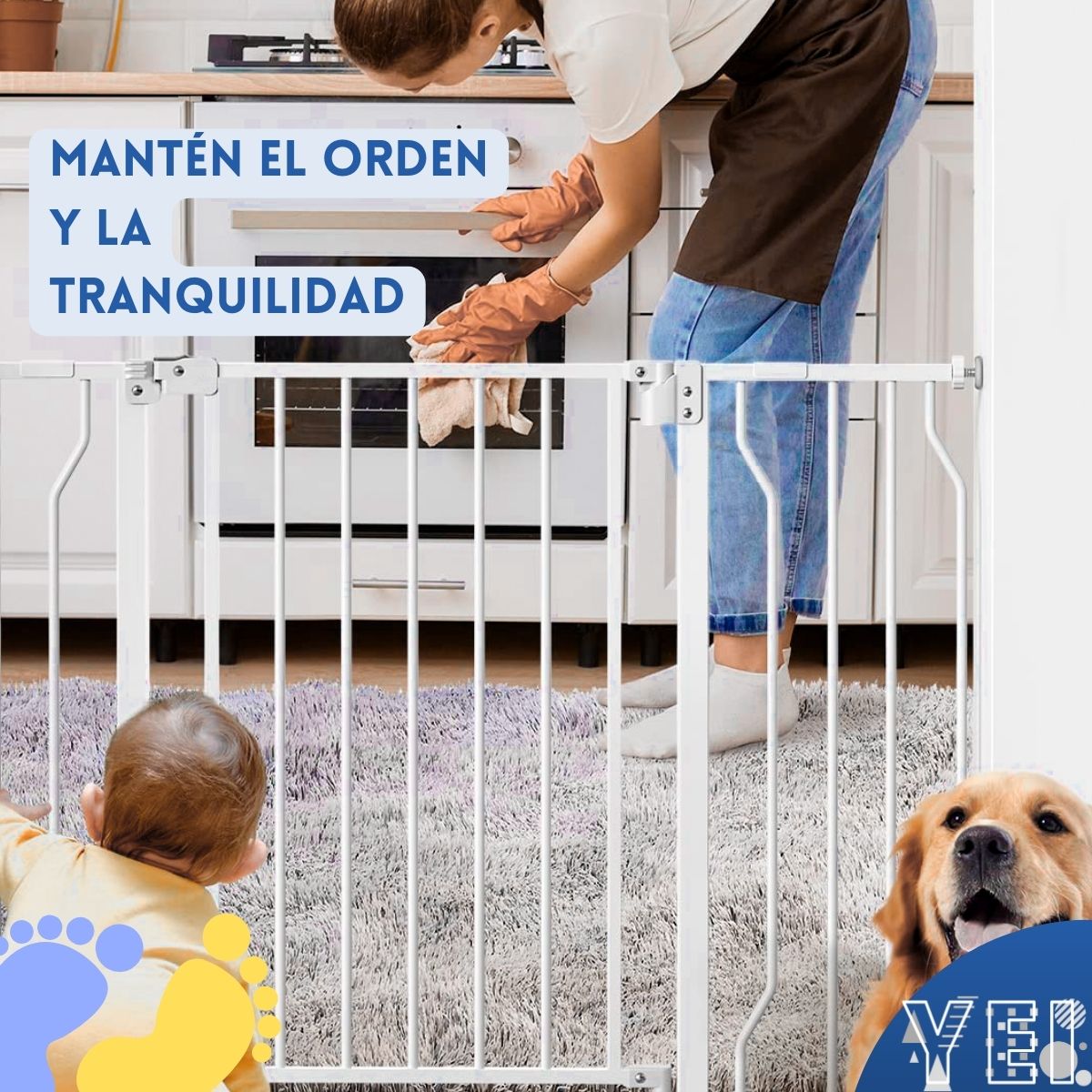 Foto 7 pulgar | Puerta De Seguridad Yei YEI-PSTR01WH para Bebés