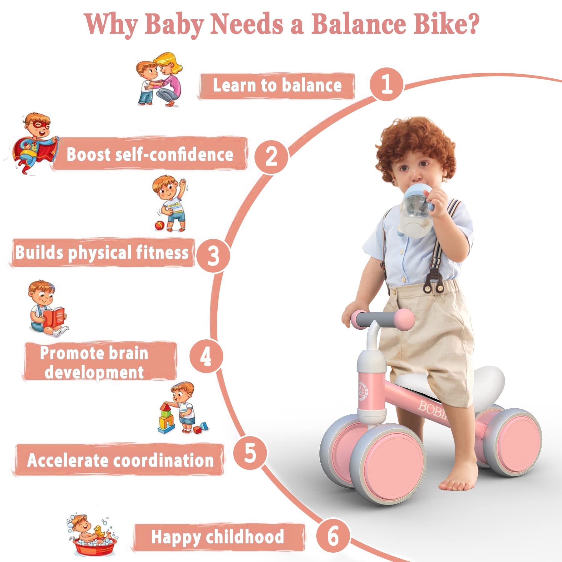 Foto 5 pulgar | Venta Internacional - Bicicleta Balance Bobike Baby Para Niñas De 1 Año, Color Rosa