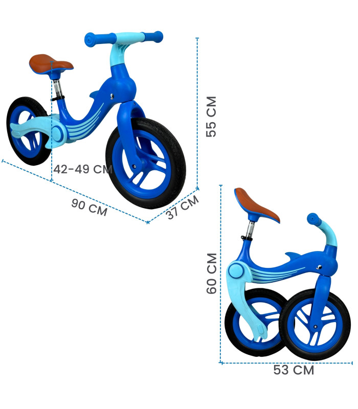 Foto 5 pulgar | Bicicleta de Equilibrio y Balance Llanta de Goma Plegable Azul