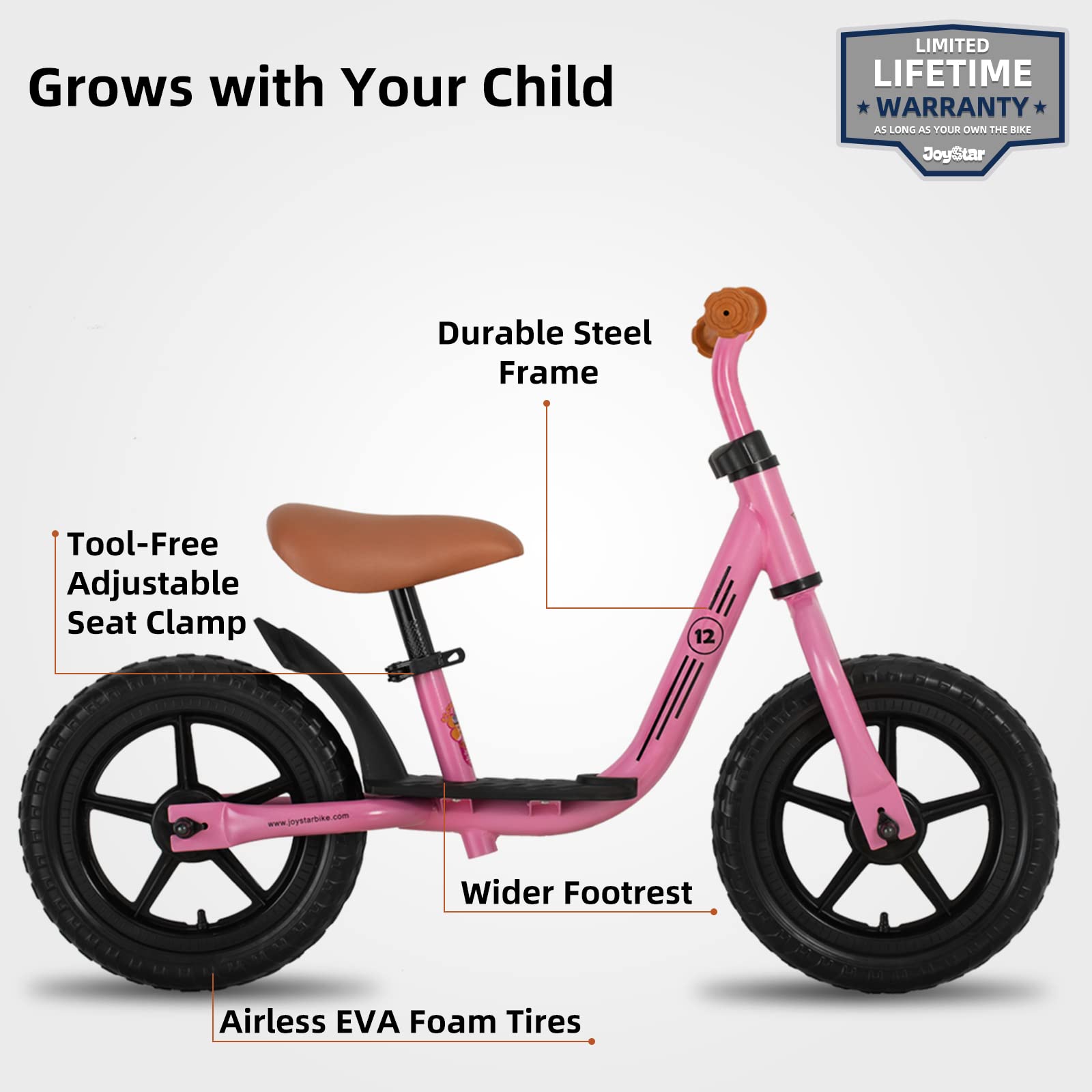 Foto 3 pulgar | Bicicleta de Equilibrio Joystar Rosa Infantil-Venta Internacional