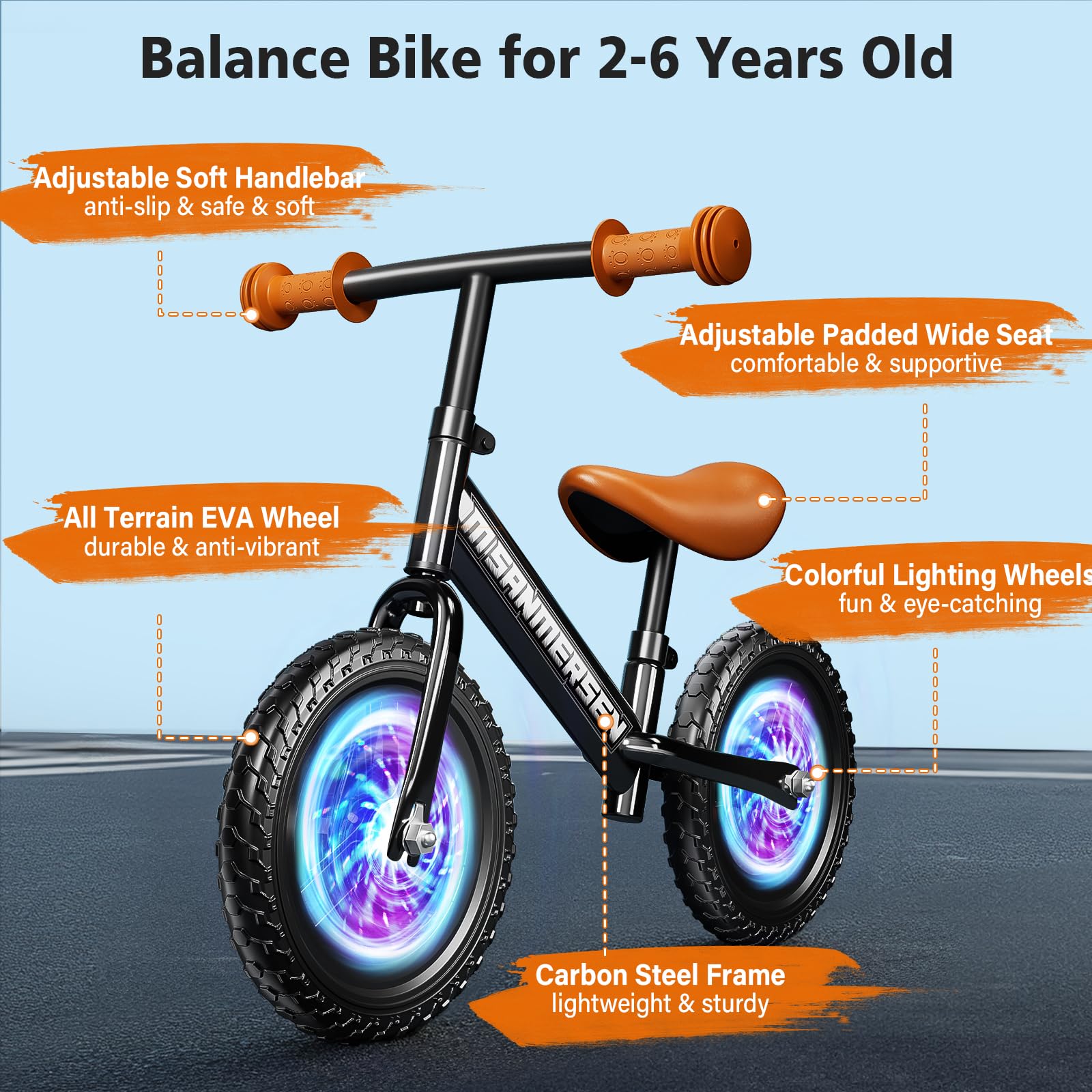 Foto 5 pulgar | Bicicleta Balance M Sanmersen Con Iluminación Colorida De 2 A 5 Años - Venta Internacional.