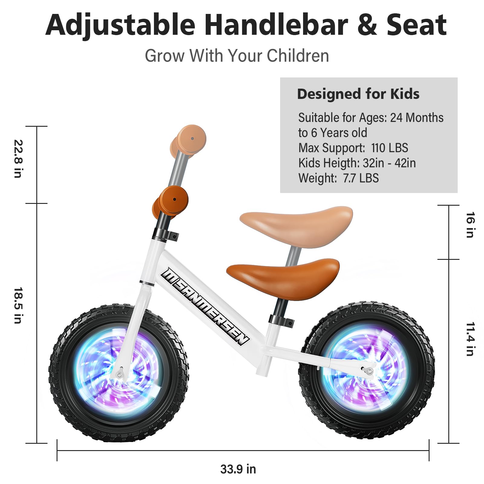 Foto 4 pulgar | Bicicleta Balance M Sanmersen Con Iluminación Colorida De 2 A 5 Años - Venta Internacional.