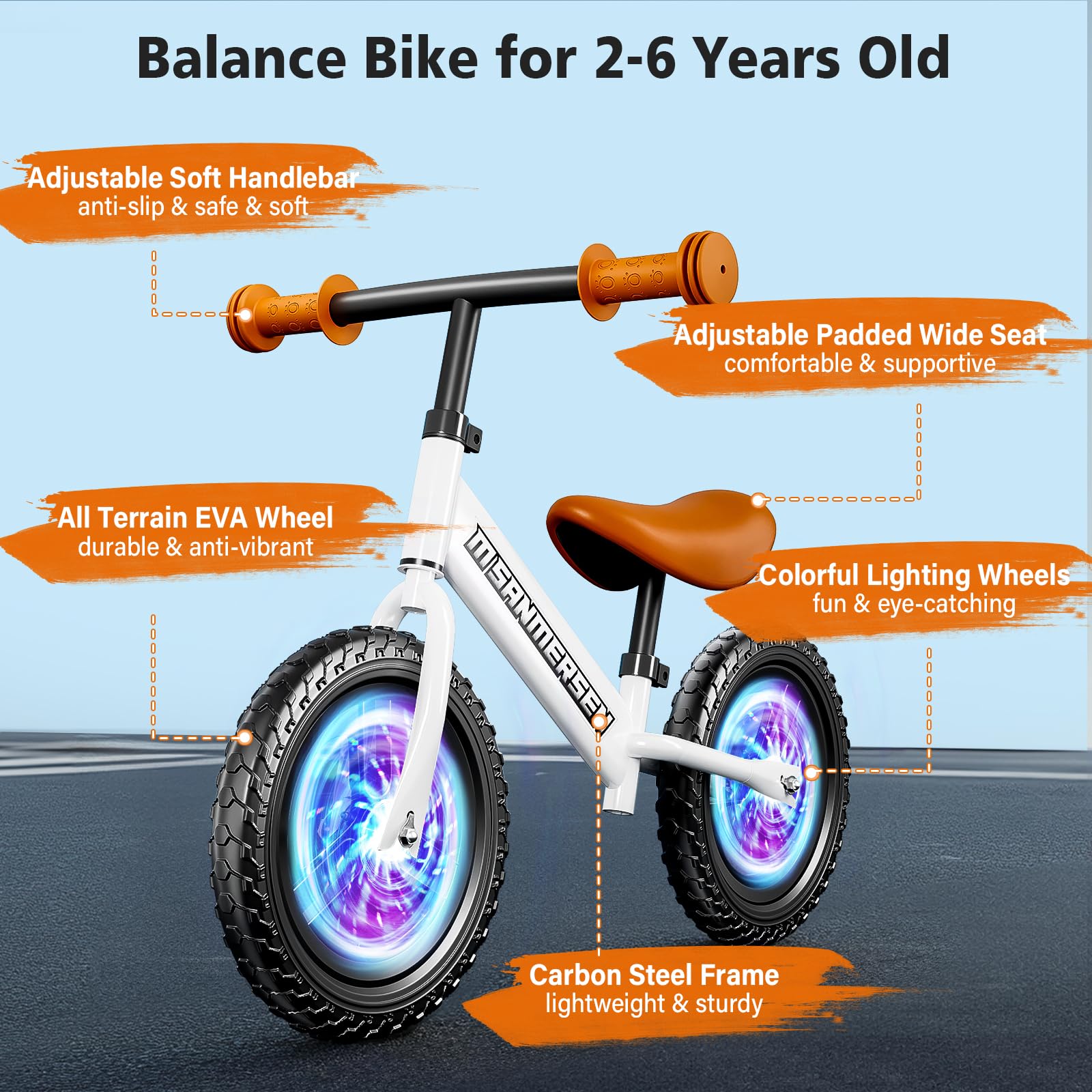 Foto 5 pulgar | Bicicleta Balance M Sanmersen Con Iluminación Colorida De 2 A 5 Años - Venta Internacional.