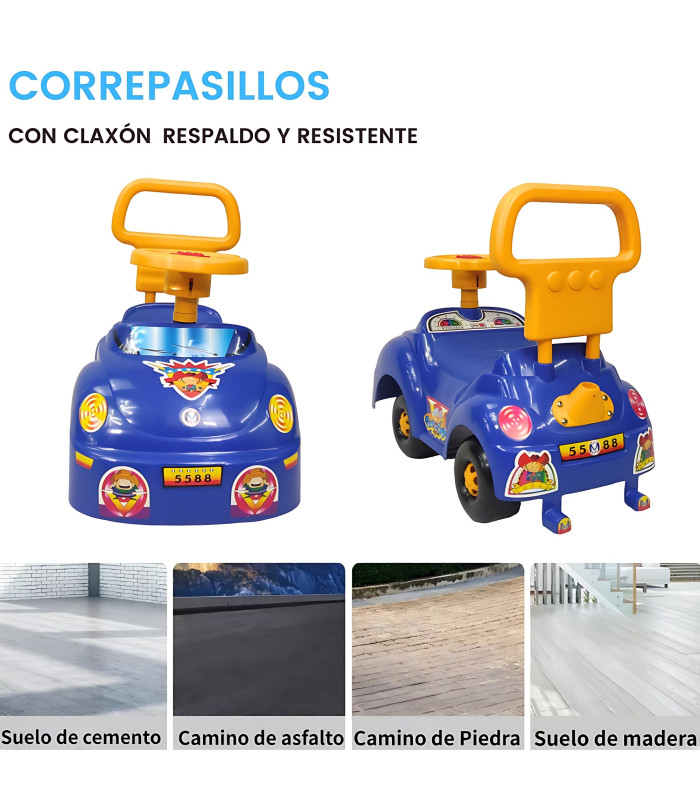 Foto 4 pulgar | Coche Montable Correpasillos Genérico IS-777-A Azul Deportivo con Respaldo y Claxon