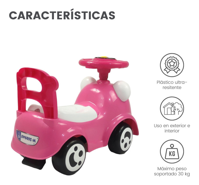 Foto 4 pulgar | Carrito Montable Funbu con Sonido y Luz color Rosa