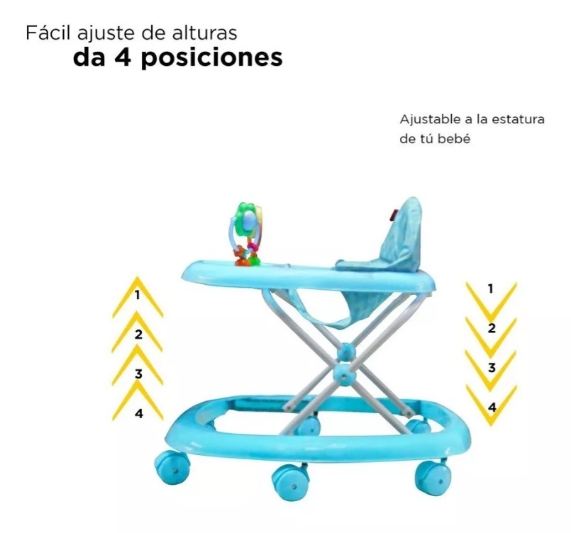 Foto 4 pulgar | Andadera D Bebé Zoo Azul Altura Ajustable