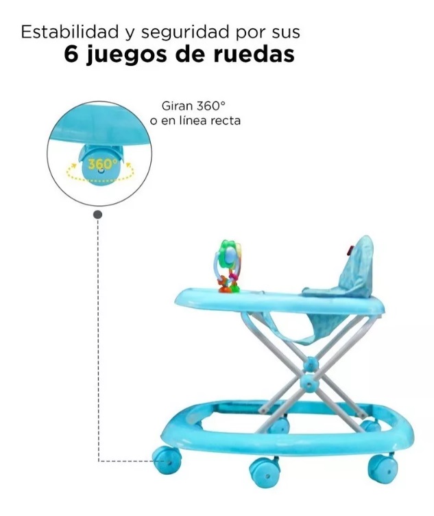 Foto 4 | Andadera D Bebé Zoo Azul Altura Ajustable