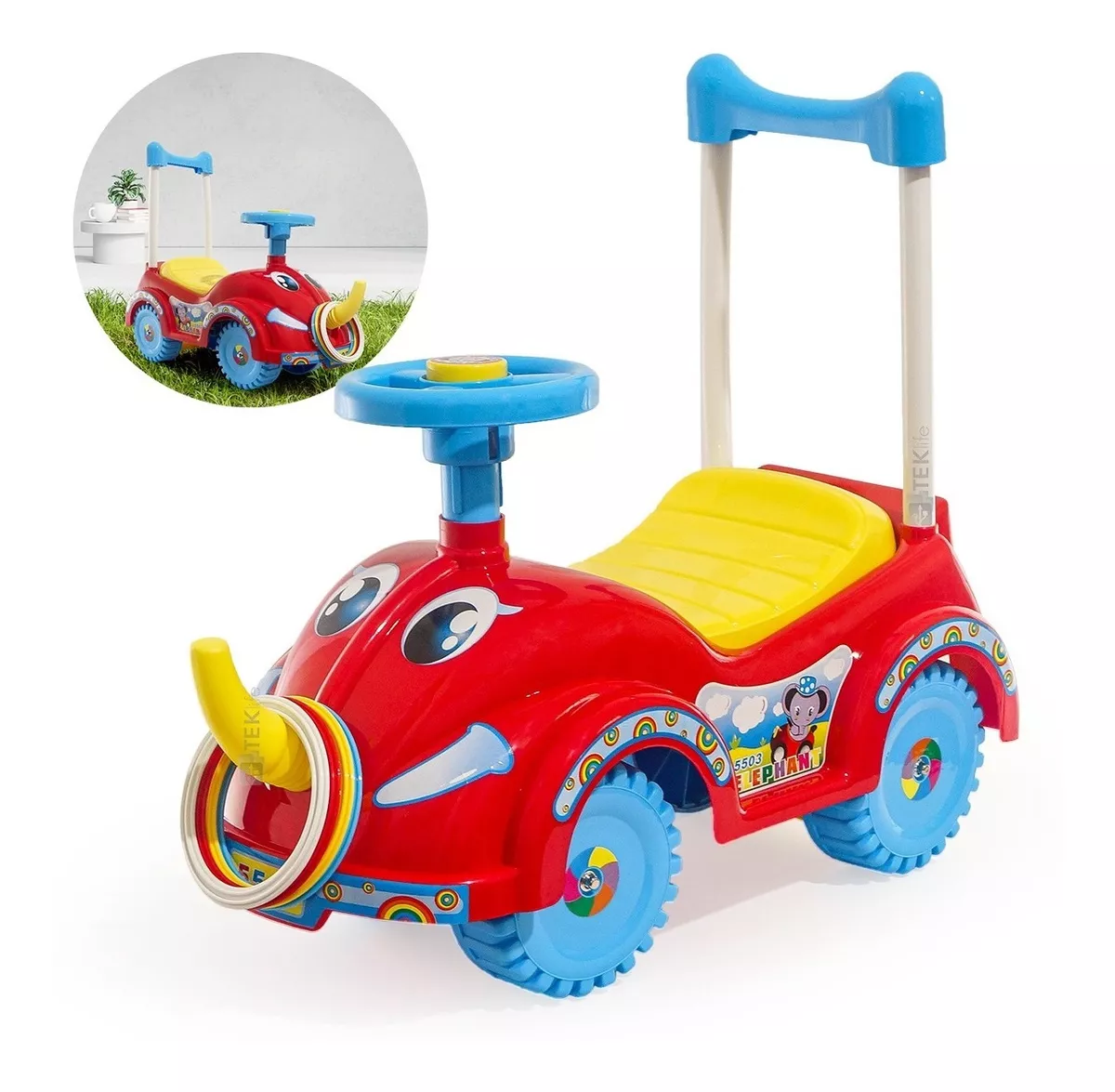 Foto 3 | Carro Montable Mytoy Elefante Push para Bebe Rojo