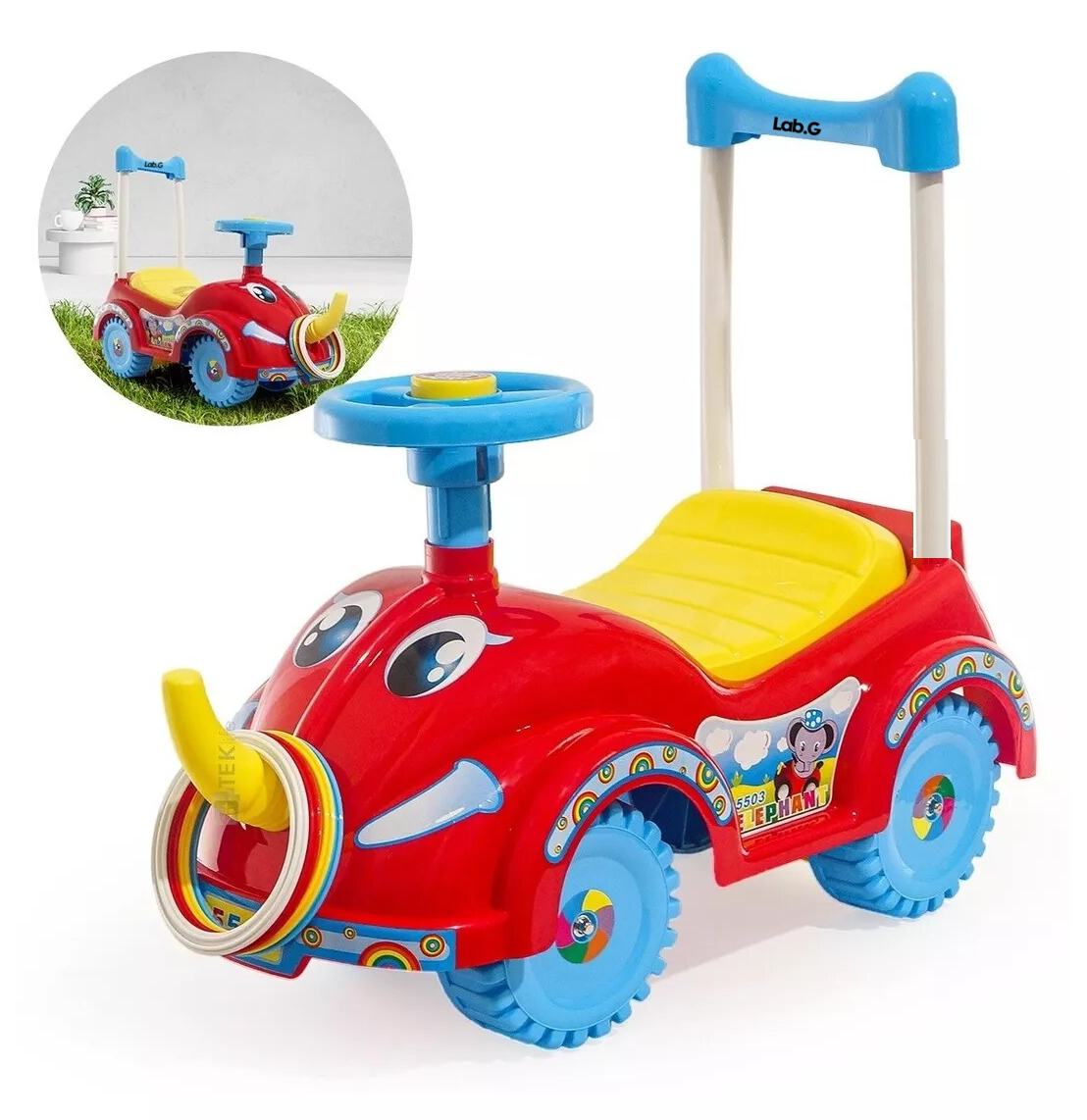 Foto 3 | Carro Montable Para Niños Mytoy Elefante Push Car Rojo