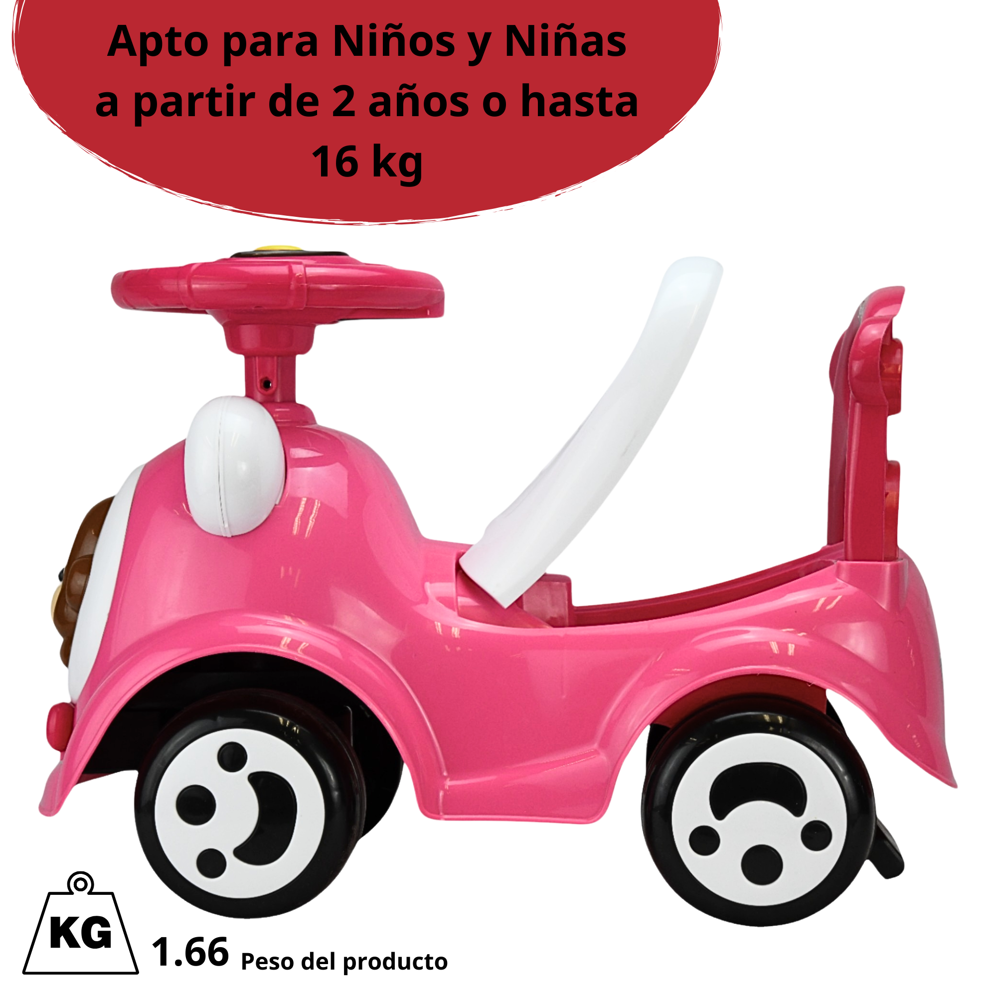 Foto 6 pulgar | Montable Correpasillos Para Niños Con Luz Y Sonido Seguro Anticaidas - Rosa