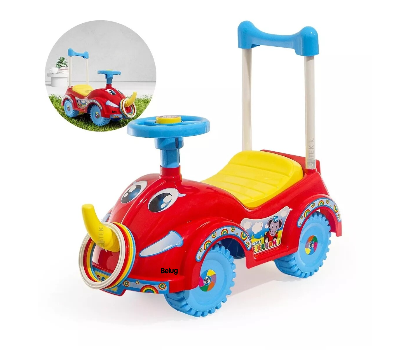 Foto 3 | Carro Montable Para Niños Mytoy Elefante Push Car Rojo Belug