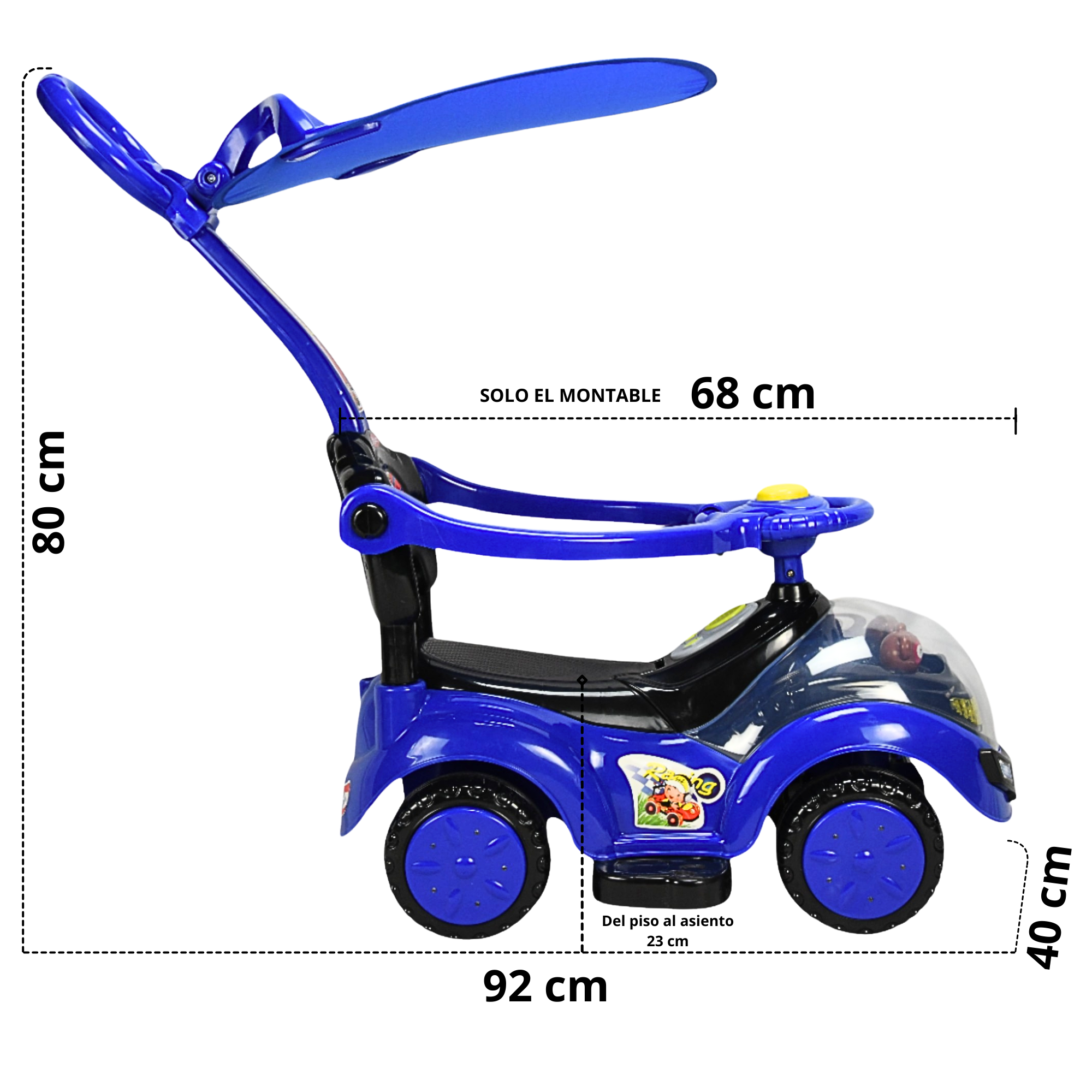 Foto 4 | Montable Correpasillos Para Niños Con Luz Y Sonido Bastón Con Toldo Protector - Azul