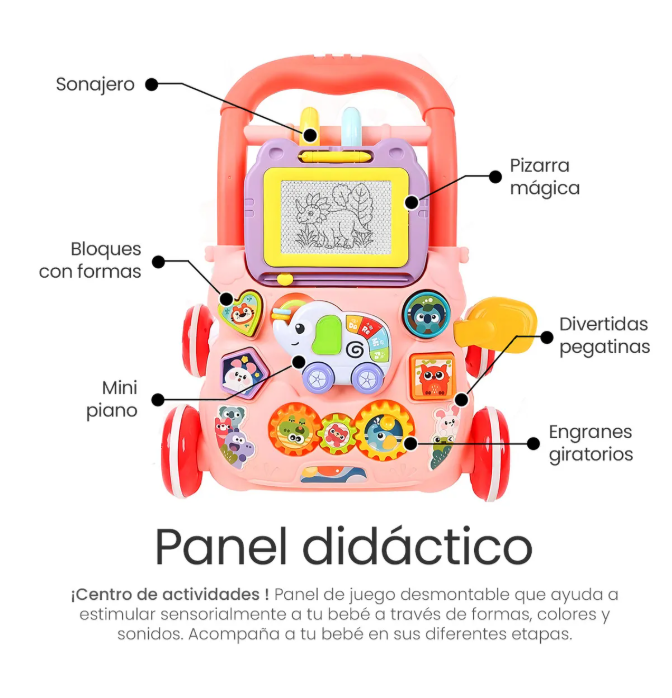 Foto 3 | Andadera Musical Para Bebé Jugete Didáctico Color Rosa