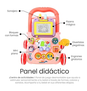 Foto 3 | Andadera Musical Para Bebé Jugete Didáctico Color Rosa