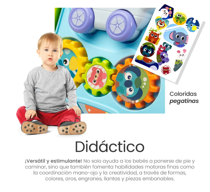 Foto 4 pulgar | Andadera Musical Para Bebé Juguetes Didácticos Y Pizarrón Color Azul