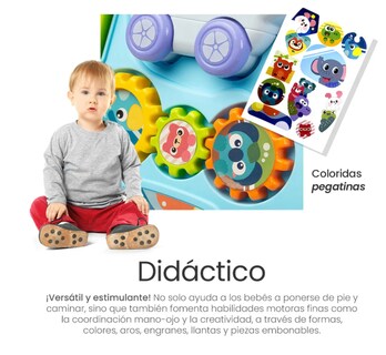 Foto 3 | Andadera Musical Para Bebé Juguetes Didácticos Y Pizarrón Color Azul