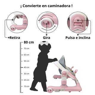 Foto 4 | Andadera Caminadora 2 En 1 Con Luz Y Sonido Diseño De Changuito - Rosa