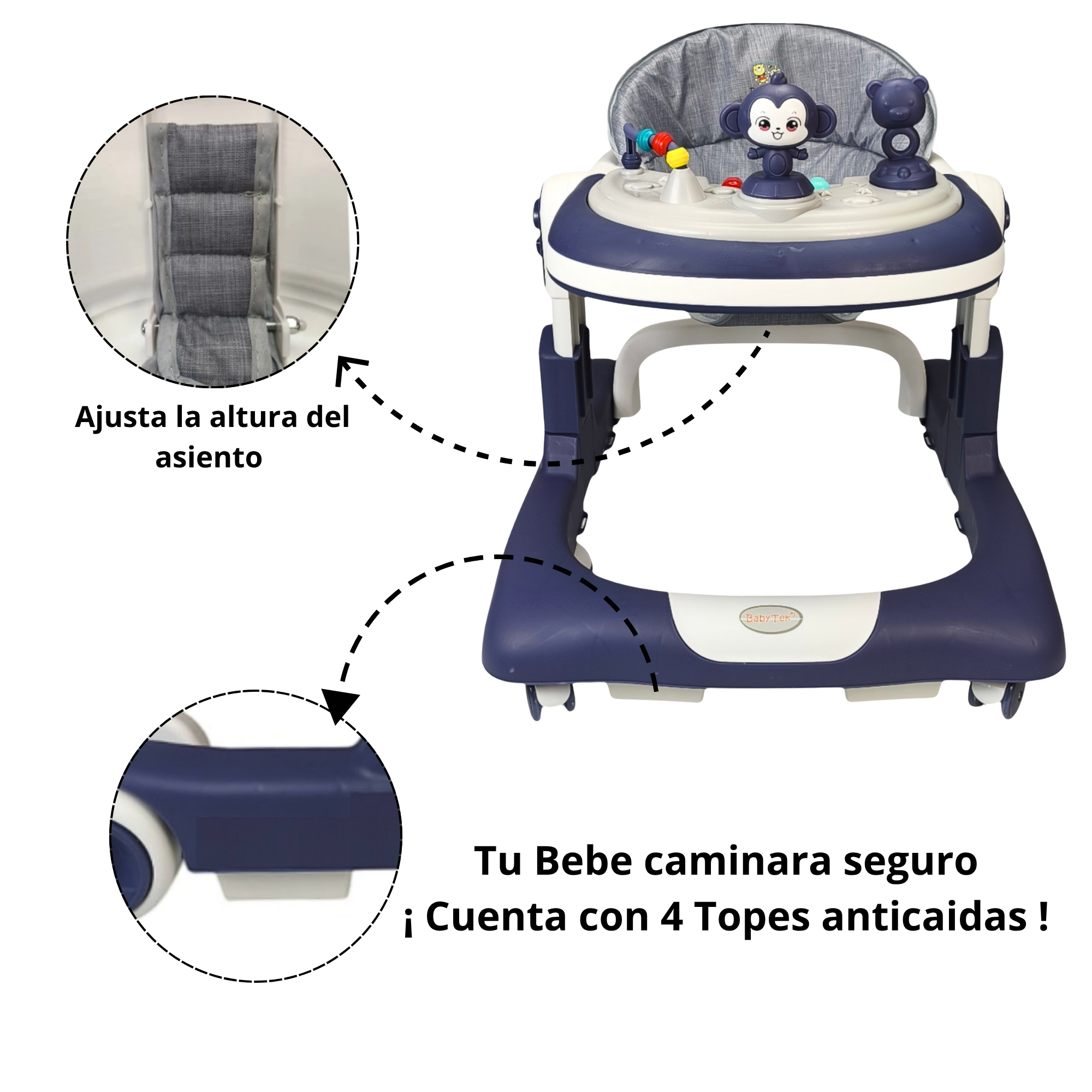 Foto 4 pulgar | Andadera Caminadora 2 En 1 Con Luz Y Sonido Diseño De Changuito - Azul