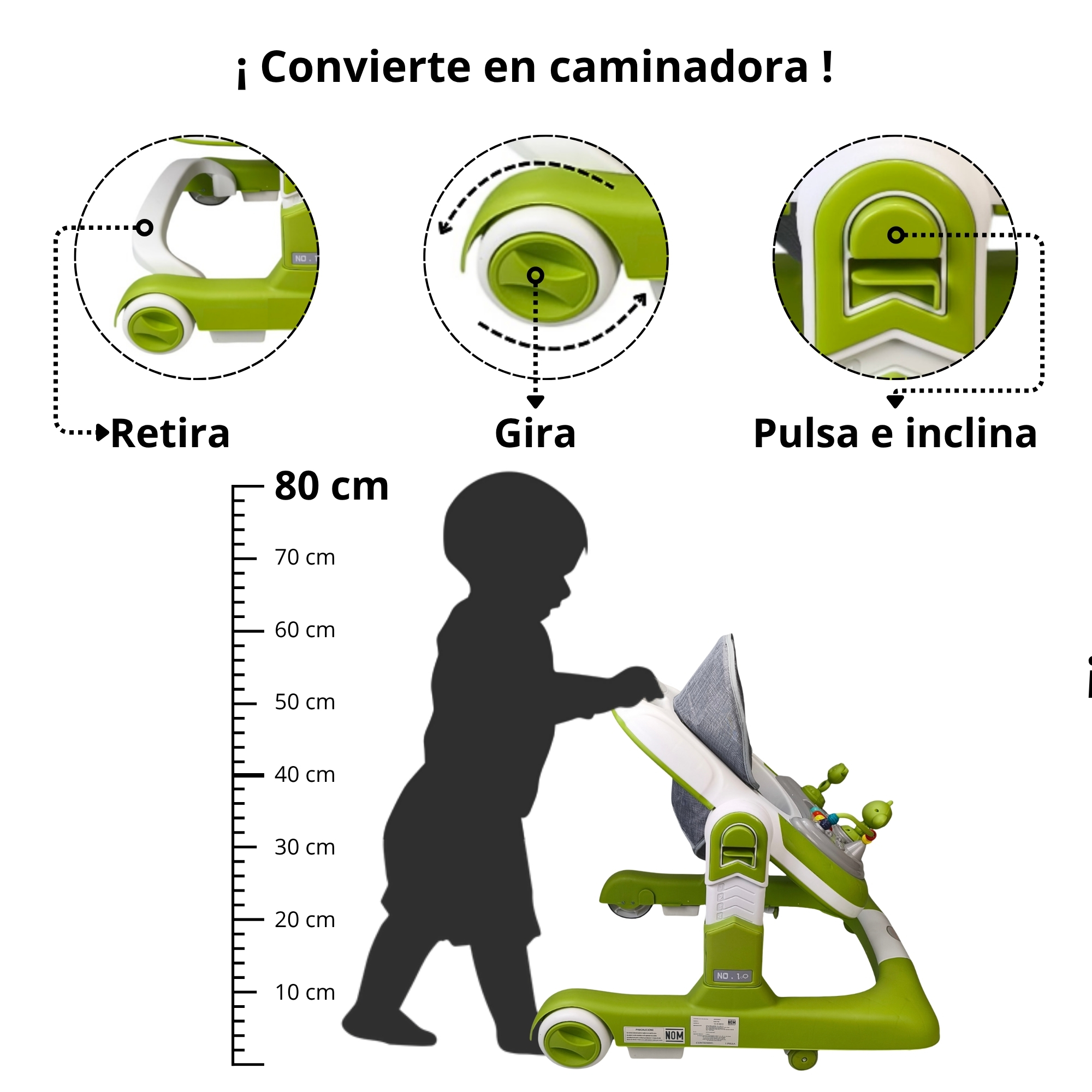 Foto 4 | Andadera Caminadora 2 En 1 Con Luz Y Sonido Diseño De Changuito - Verde