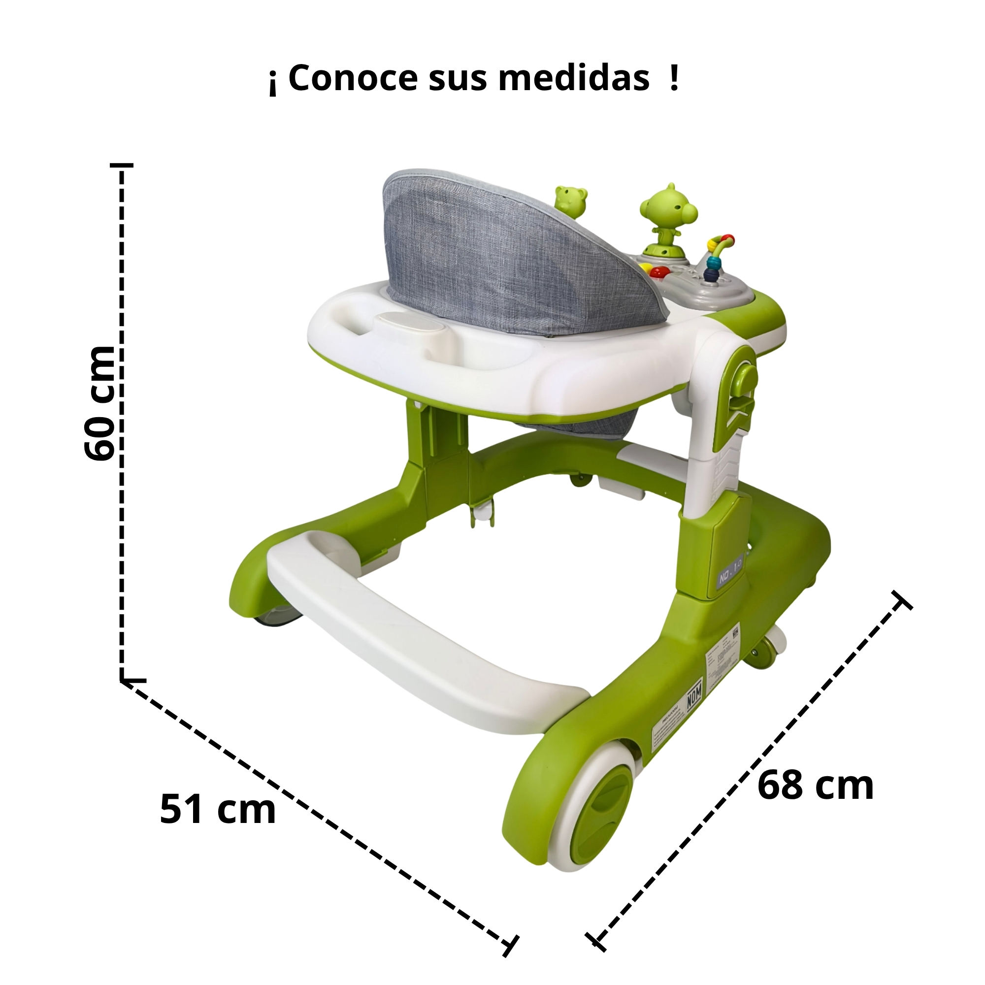 Foto 7 | Andadera Caminadora 2 En 1 Con Luz Y Sonido Diseño De Changuito - Verde