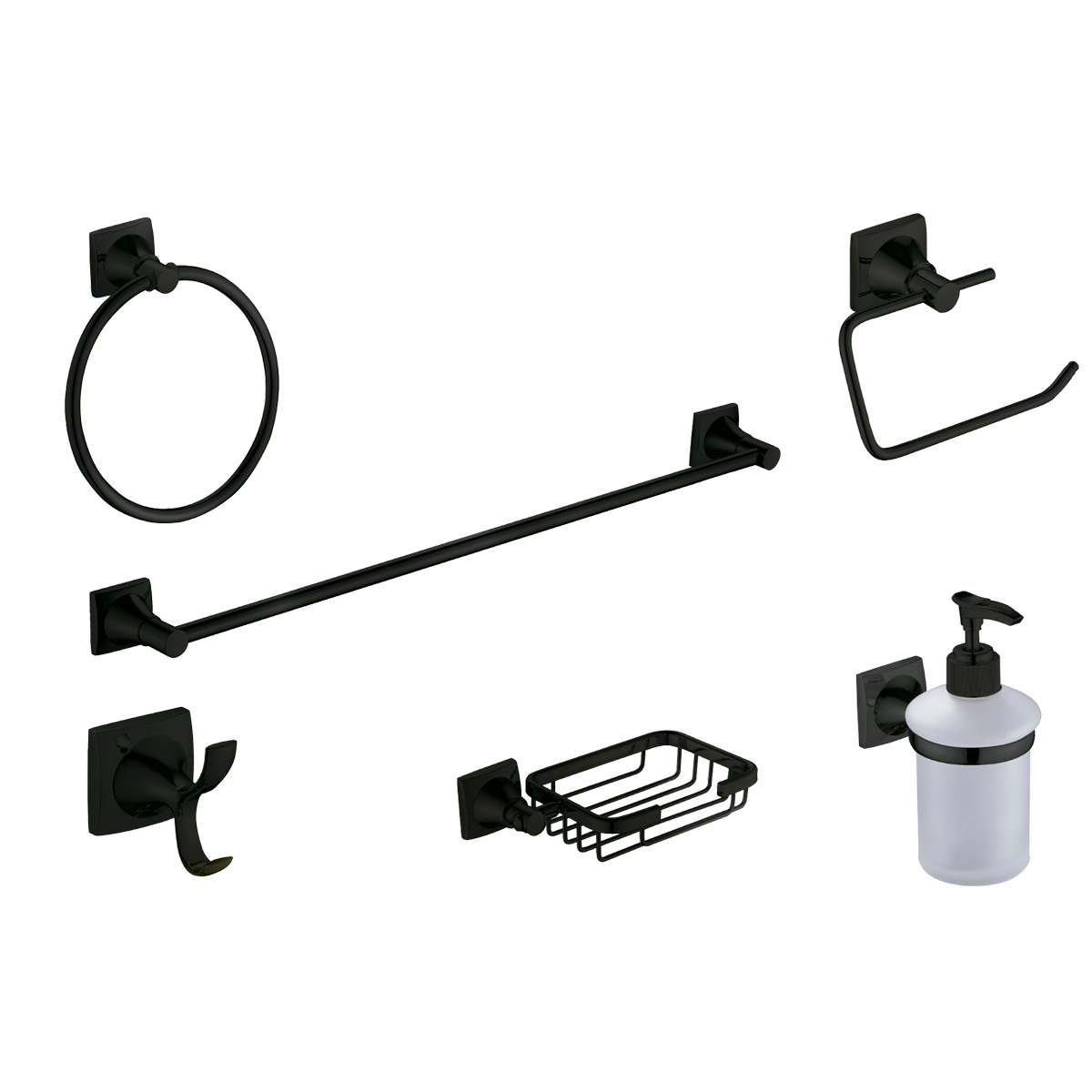 Juego de Accesorios para Baño de 6 Piezas CNX PSM066 color Negro