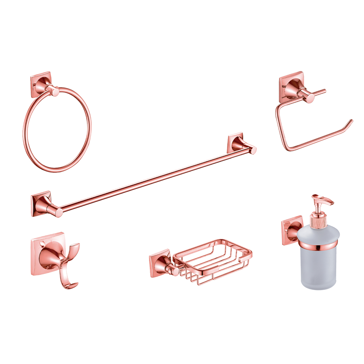 Juego de Accesorios para Baño 6 Piezas CNX PSM065 color Oro Rosa