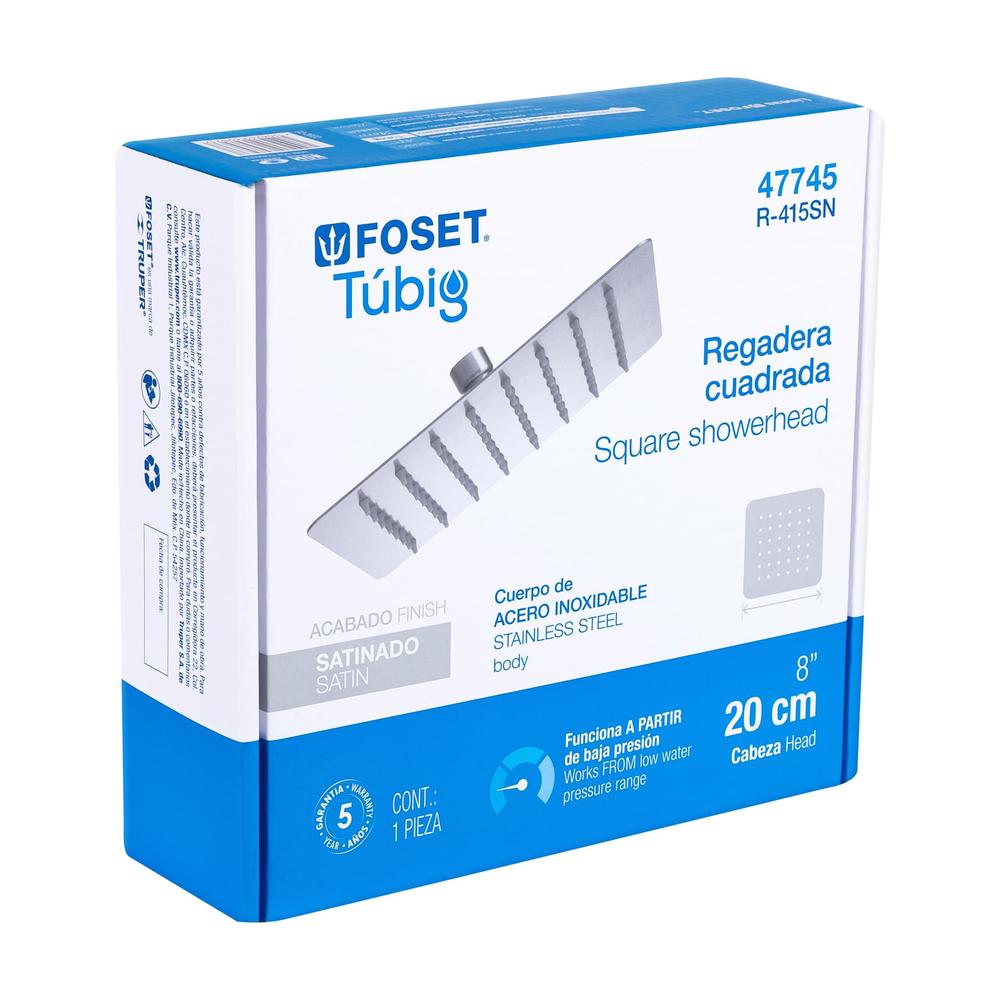 Foto 3 pulgar | Regadera Cuadrada Foset R-415SN color Gris