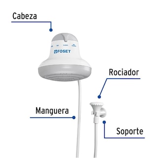 Foto 2 | Regadera Eléctrica Foset REGEL-6G color Blanco y Gris 4 Temperaturas Amplia