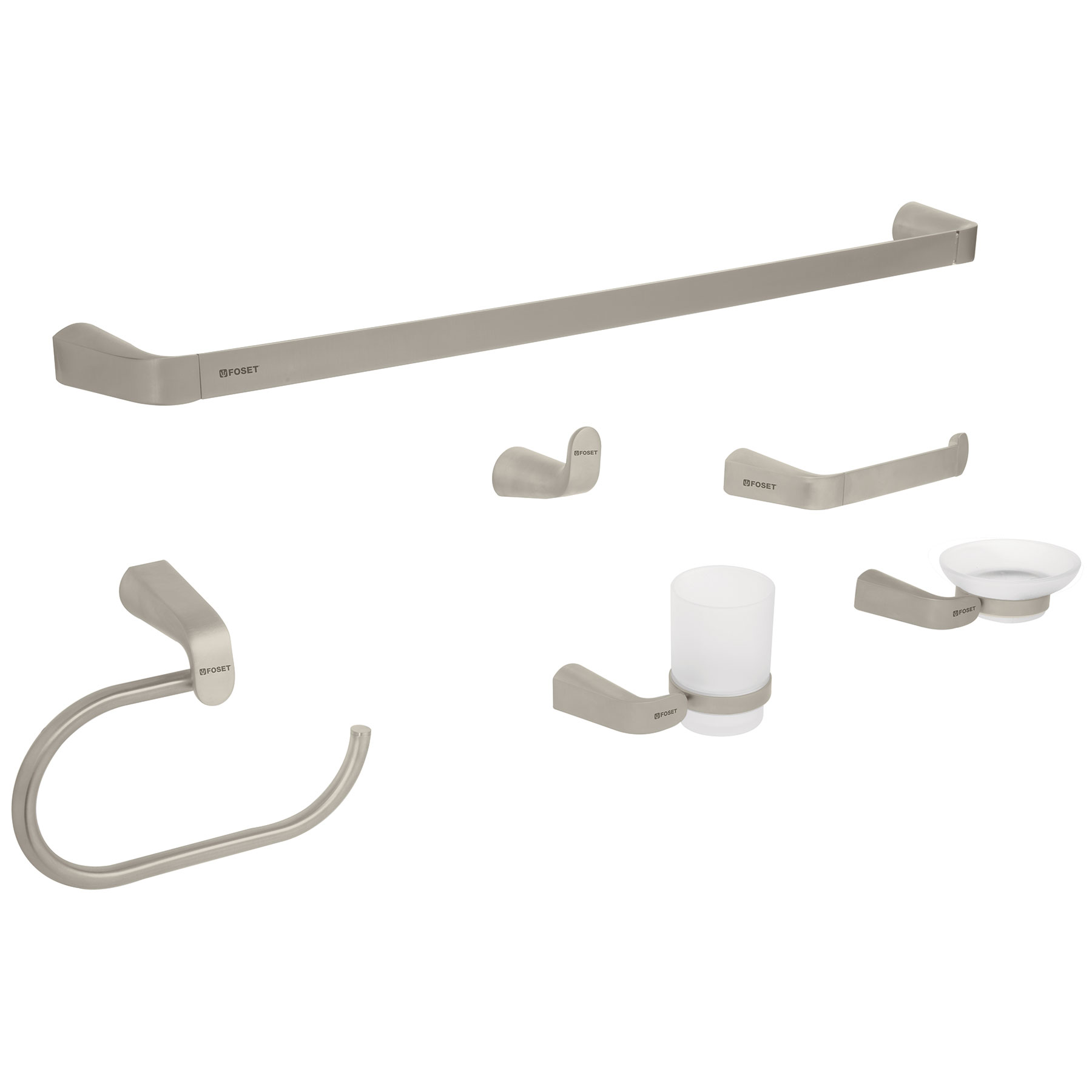 Foto 2 pulgar | Juego de Accesorios para Baño Foset RIA-7000N color Plata Satinado 6 PZAS Línea Riviera