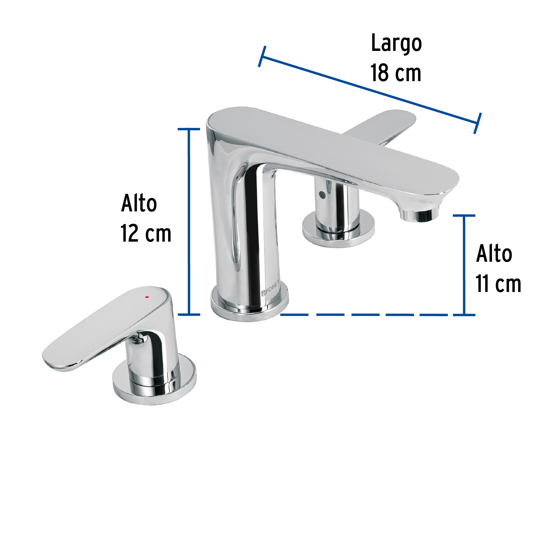 Foto 4 pulgar | Mezcladora Cromo Foset para Lavabo con Taladros Separados Acabado Cromo