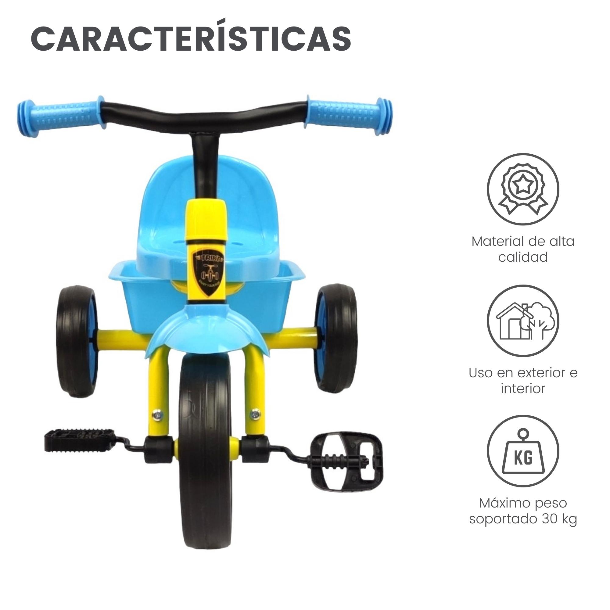 Foto 4 pulgar | Triciclo Infantil Para Niños 2 A 4 Años Con Canasto Salpicadera Altura 43 Cm