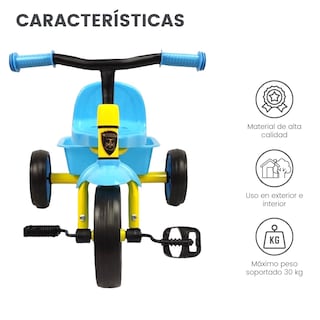 Foto 3 | Triciclo Infantil Para Niños 2 A 4 Años Con Canasto Salpicadera Altura 43 Cm