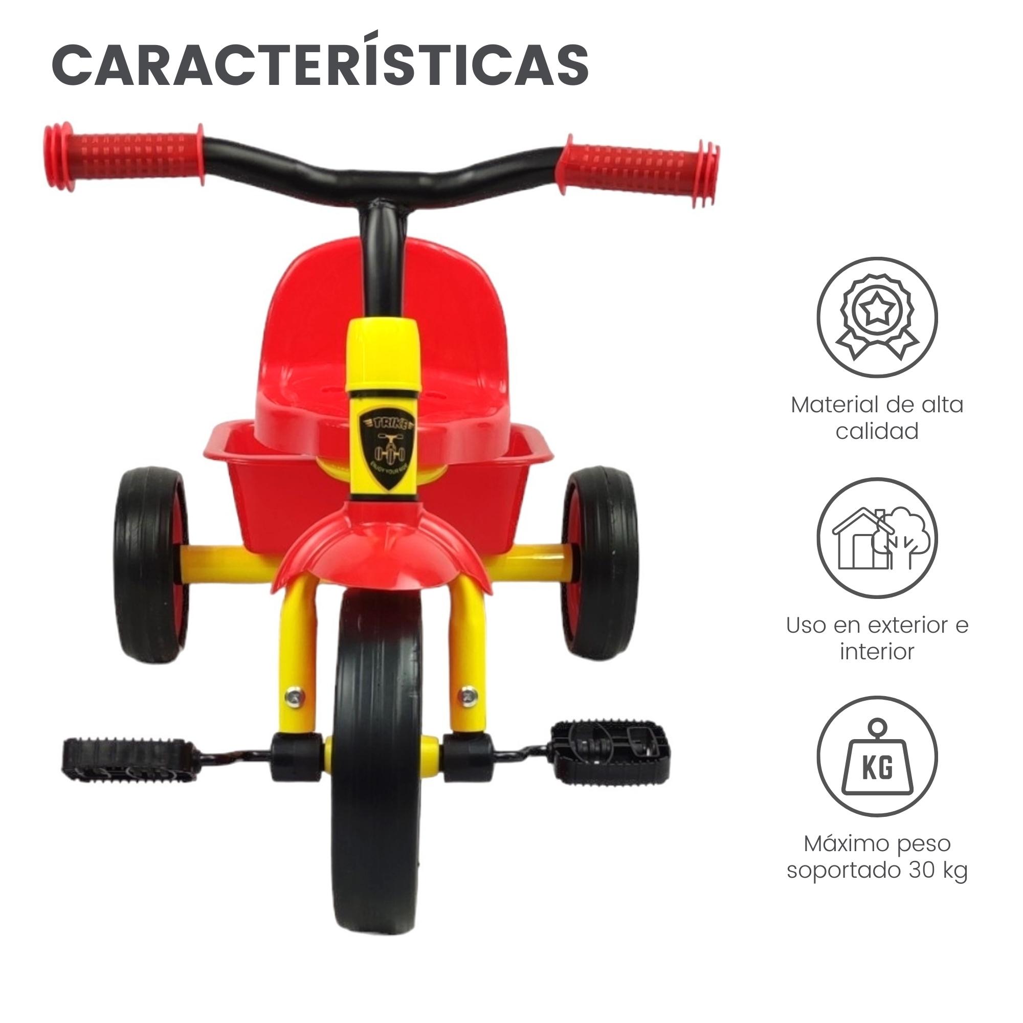 Foto 5 pulgar | Triciclo Infantil Para Niños 2 A 4 Años Con Canasto Salpicadera Altura 43 Cm