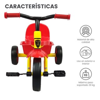 Foto 4 | Triciclo Infantil Para Niños 2 A 4 Años Con Canasto Salpicadera Altura 43 Cm