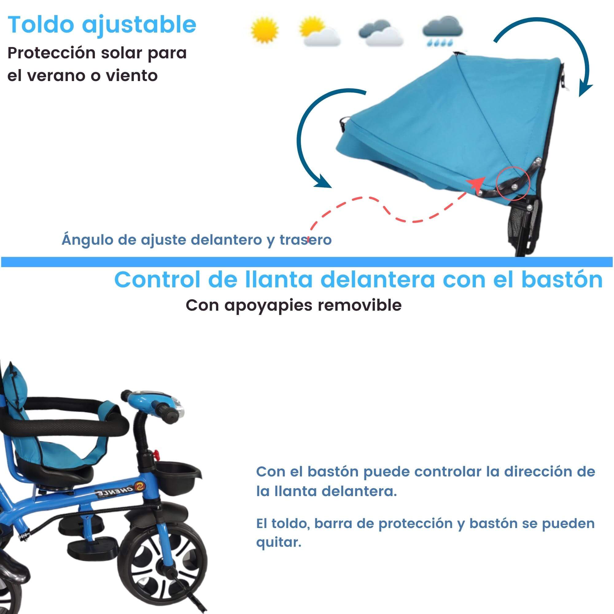 Foto 4 pulgar | Triciclo Genérica con Luz color Azul para Bebé