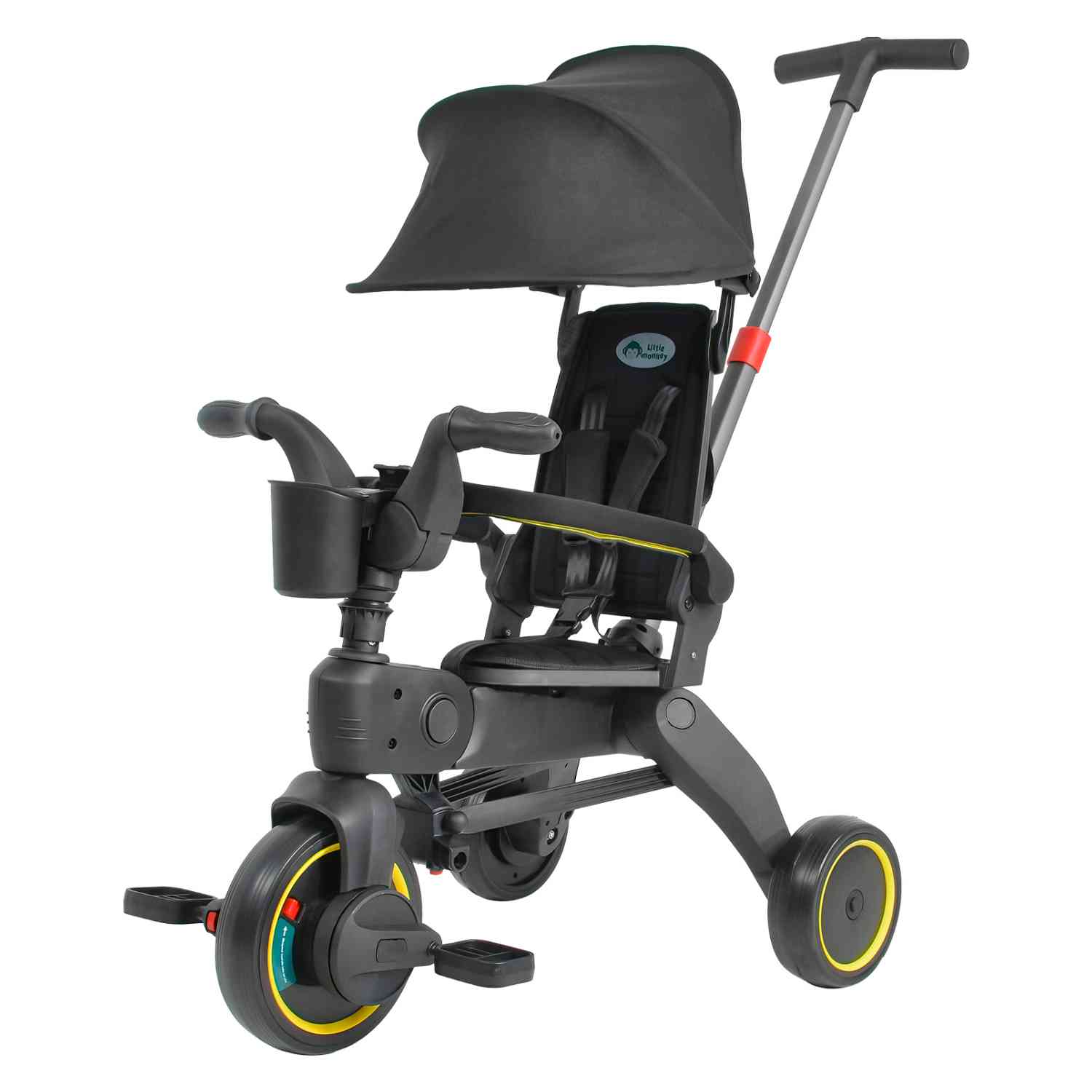 Triciclo 4 en 1 paseo para Niños 10-54 Meses 360 Little Monkey color Negro