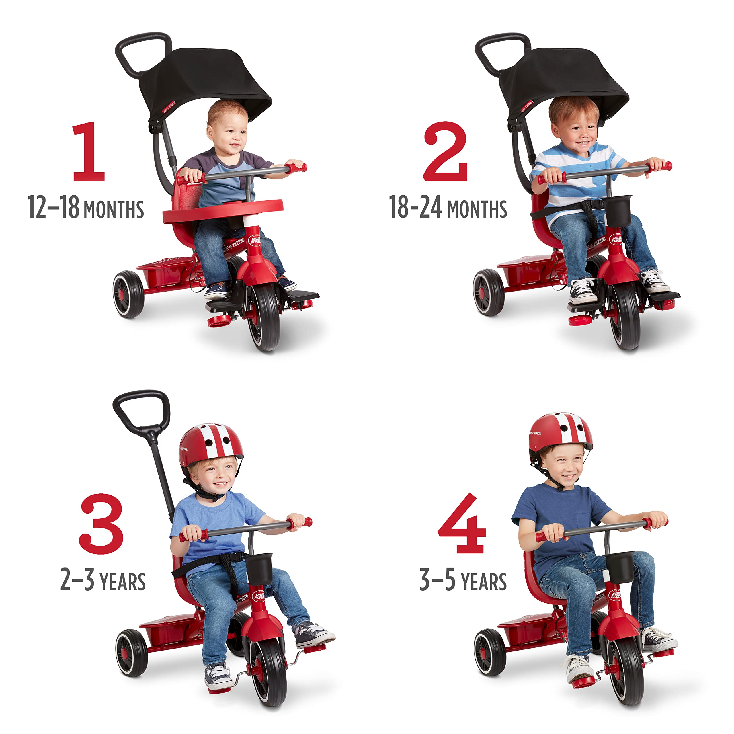 Foto 3 pulgar | Radio Tricycle Flyer Pedal & Push 4 En 1 Stroll 'n Trike  - Venta Internacional.