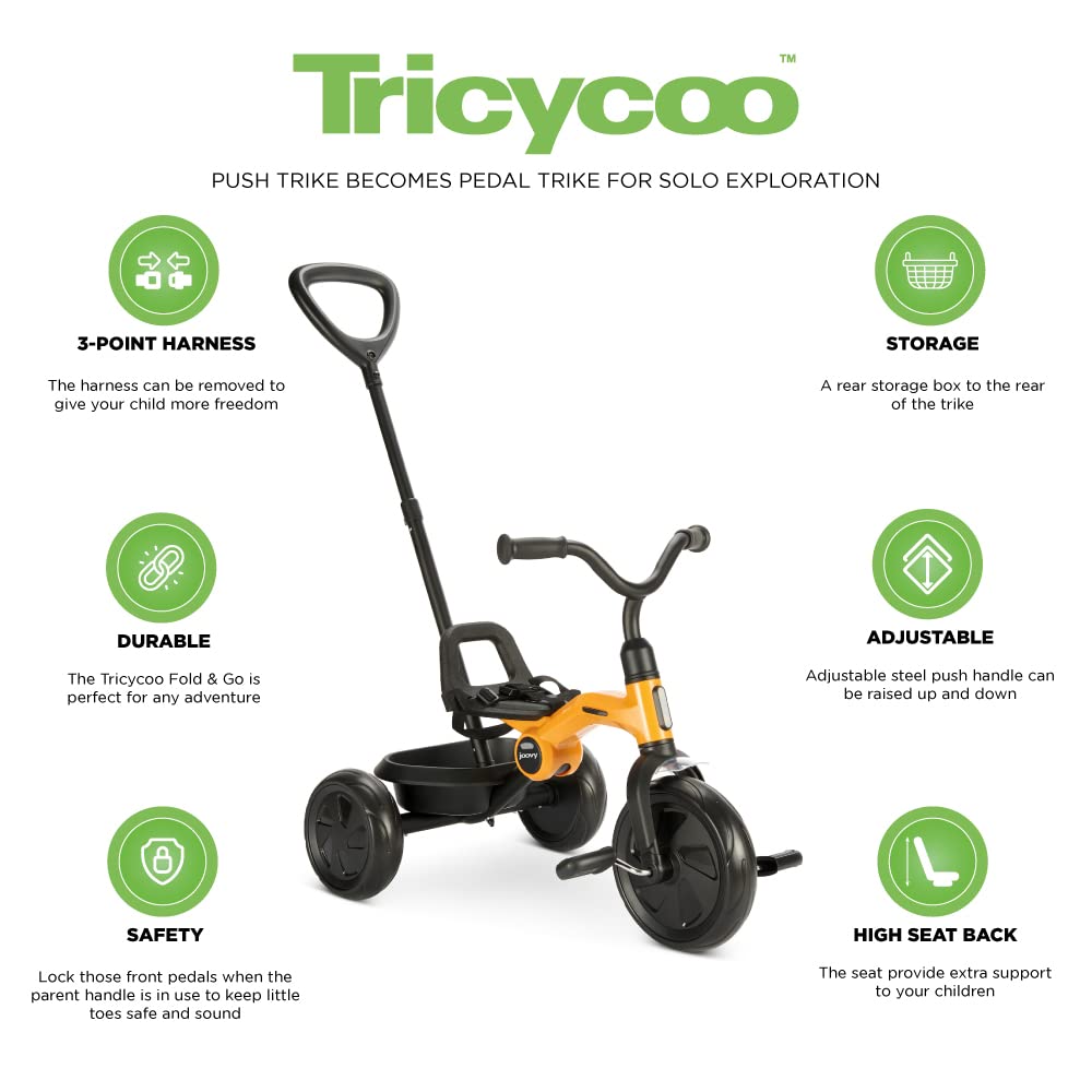 Foto 6 pulgar | Triciclo Joovy Tricycoo Fold & Go con Mango de Empuje Goldy - Venta Internacional