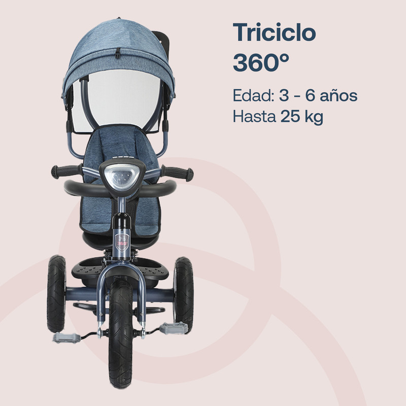 Foto 3 pulgar | Triciclo 360 Evolutivo Bebesit Asiento Giratorio 3-6 Años Azul