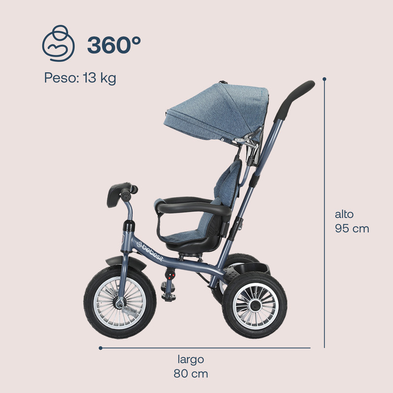 Foto 7 | Triciclo 360 Evolutivo Bebesit Asiento Giratorio 3-6 Años Azul