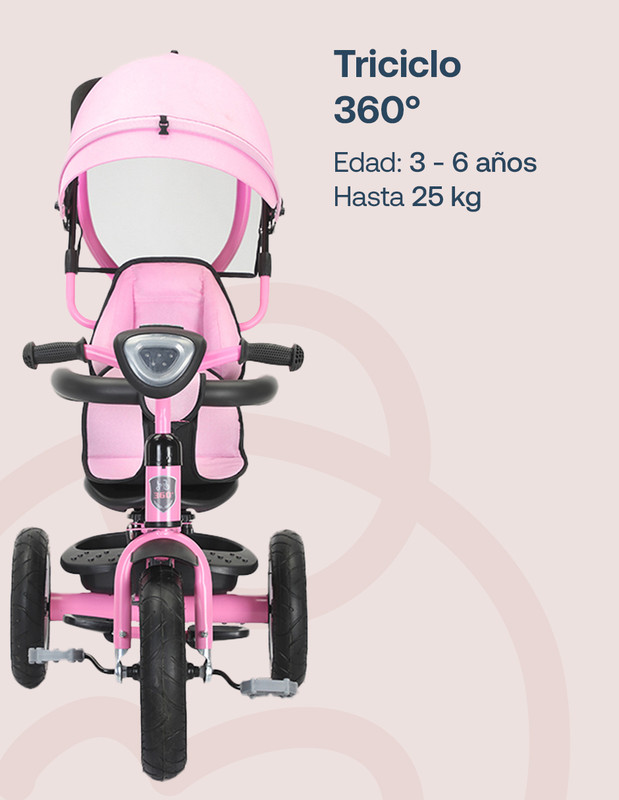 Foto 2 | Triciclo 360 Evolutivo Bebesit Asiento Giratorio 3-6 Años Rosa