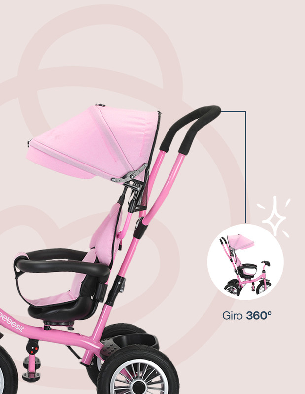 Foto 5 | Triciclo 360 Evolutivo Bebesit Asiento Giratorio 3-6 Años Rosa