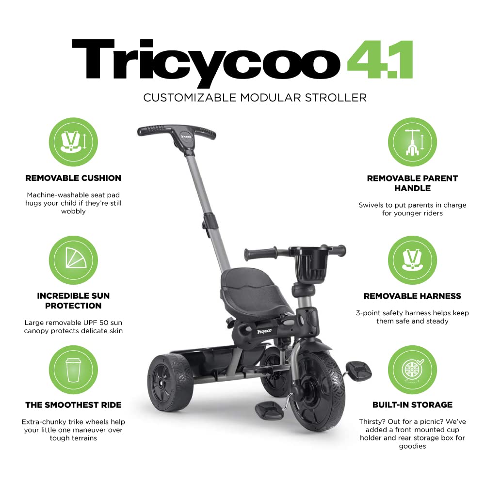 Foto 6 pulgar | Triciclo Joovy Tricycoo 4.1 Para Niños De 4 Etapas Con Asa Para Padres, Negro - Venta Internacional.